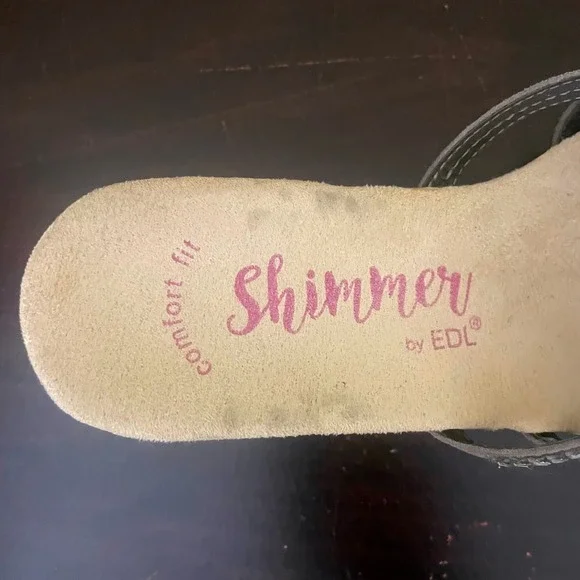 Shimmer by EDL Womens Metallic Pewter Cork Wedge Multi Strap Slide Sandals 7M - Picture 6 of 7